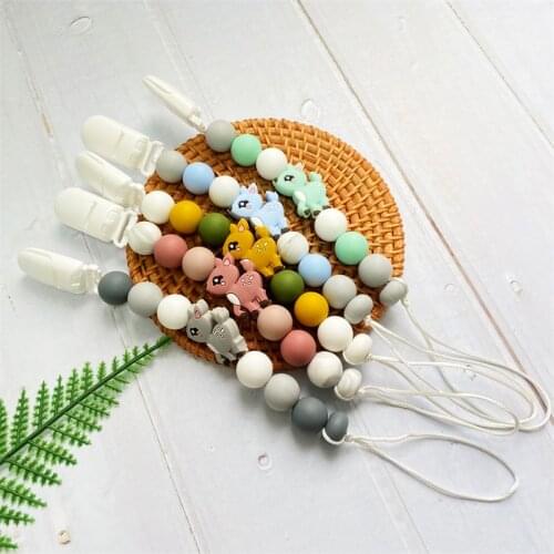 Baby Pacifier Chain Silicone Molar Beads Silicone Fawn Teether Toy Tooth Gel Chain
