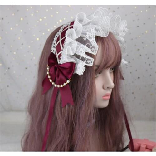 Sweet Lolita Bonnet Headdress Lace Headpiece Headband Kawaii Accessories