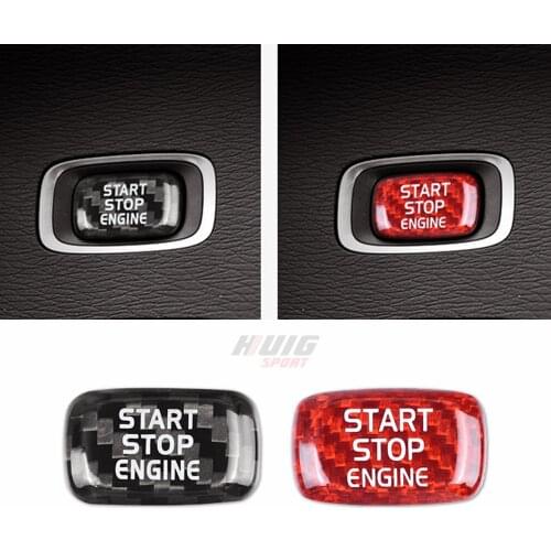 Car Carbon fiber Engine Start Stop Push Button Cover Cap Trim ABS Start Stop Button For Volvo V40 V60 S60 XC60 S80 S80L V70 XC70