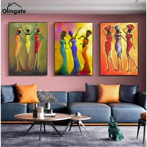 Three African Women Canvas Painting Wall Art Prints Abstract Classic Poster Modular Picture for Living Room Home Decoration