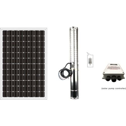 China supplier water pomp solar pumps impeller types 4" DC Brushless centrifugal(Plastic) pump with metal controller box