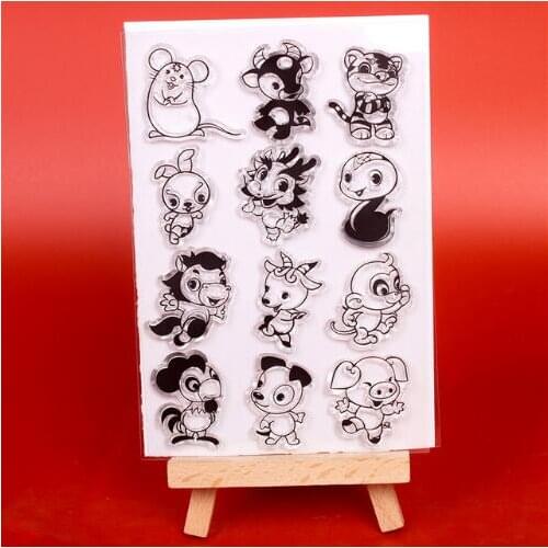 Chinese Zodiac Signs Silicone Clear Stamps for Scrapbooking DIY Photo Album Cards Decoration Craft Transparent Stamp Clear Seal
