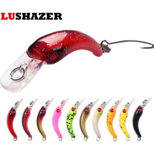 LUSHAZER Fishing Lure Mini Minnow 3.7cm 1.5g Artificial Hard Bait Sharp Hook Crankbait Wobbler Tackle Trout Freshwater