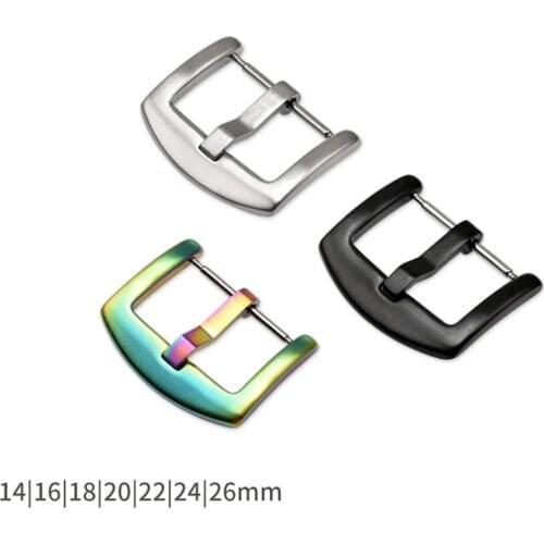 Metal Pin Buckle Watchband 14mm 16mm 18mm 20mm 22mm 24mm 26mm Silver Black Colorful Stainless Steel Clasp Watch Band Accessories