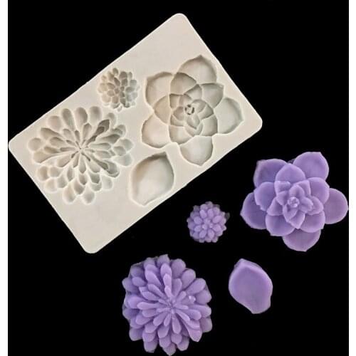 Minsunbak Flower Silicone Mould Succulent Plants Chocolate Tool Cake Fondant Decoration