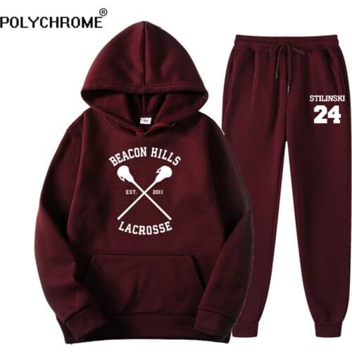 Brand 2021 Tracksuits Mens sets Stilinski 24 Lahey Pullover + Jogging Hoodies 2pcs Sets oversized Fitness Suits sportswer Male