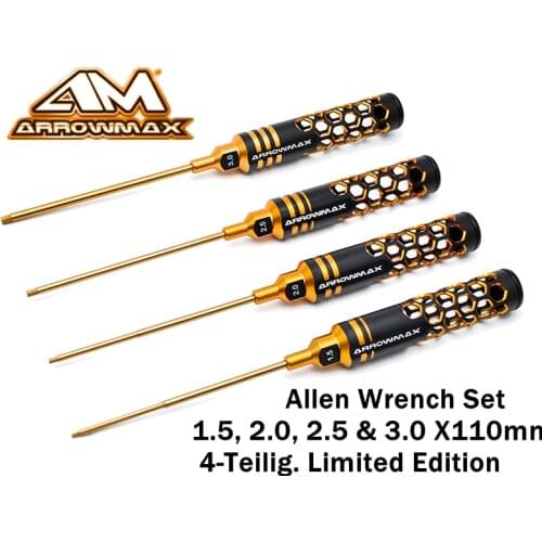 Original arrowmax AM-419993 BG Allen Wrench Set 1.5 2.0 2.5 3.0 X110mm Black Golden Lightweight hollow profession rc tool parts