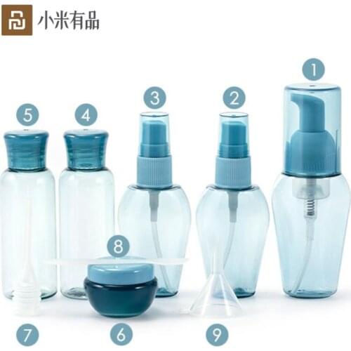 9pcs/set Youpin JORDAN & JUDY Travel Silicone Bottle Set Portable Shampoo Container Detachable Accessories Spray Bottle