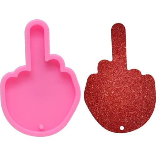 2020 New Handmade Mirror Drop Glue Mold Middle Finger Epoxy Resin Silicone Mold for Key Chain Decorative Crafts for wholesale