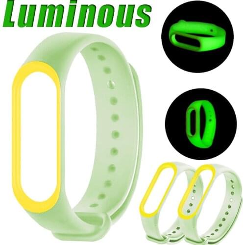 New Fashion Luminous Silicon Soft Wrist Strap Watch Band Replacement For XIAOMI MI Band3 smart watchband Replacement accessories
