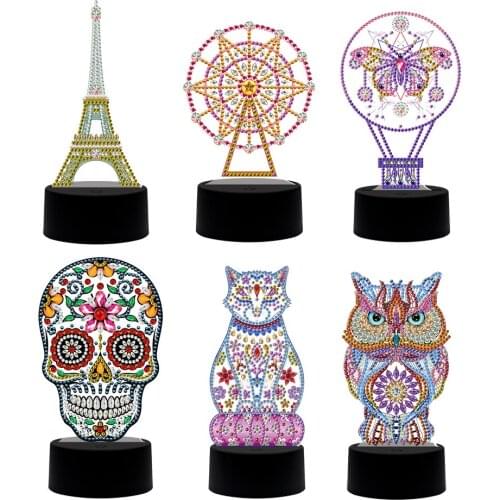 New Design 7 Colors Available Table Lamp LED 5D Diamond Painting Light Diamond Mosaic Embroidery Cross Stitch Animal Home Decor