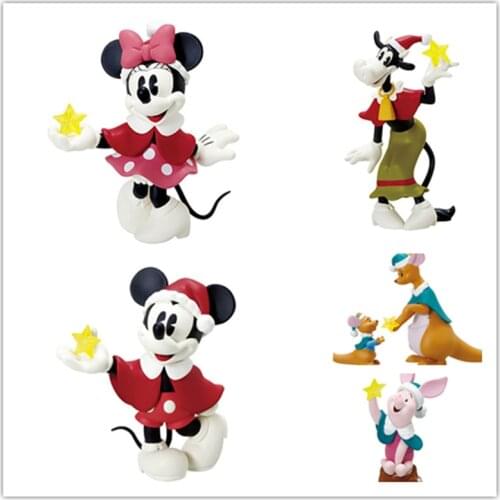 5piece 8cm original Classic mickey mouse minnie mouse kangaroo action Figure Collectible Model Toy christmas tree ornament toys