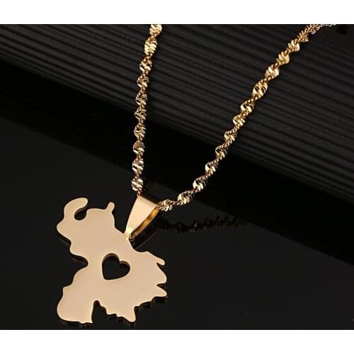 Stainless Steel Venezuela Map Pendant Necklace Fashion Venezuelan Heart Charm Jewelry