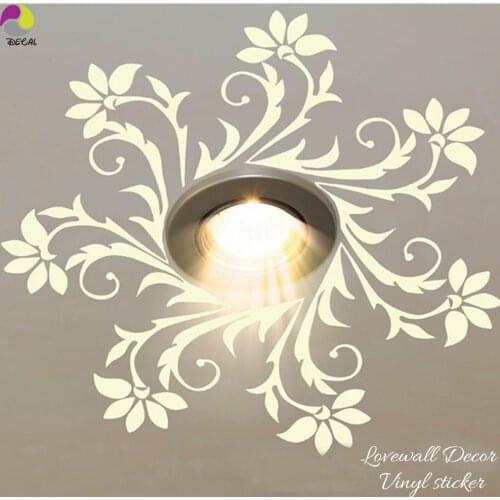 Ceiling Chandelier Wall Sticker Kids Room Flower Chandelier Lantern Light Lamp Decal Bedroom Living Room Vinyl Home Decor Art