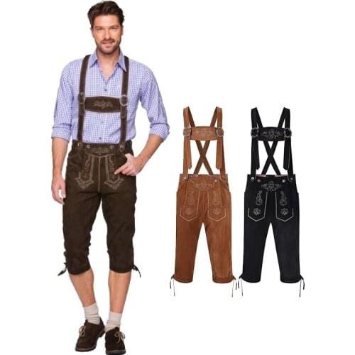 Plus Size Man Carnival Oktoberfest Costume Halter Lederhosen Traditional Beerfest Clubs Cosplay Fancy Party Dress Halloween