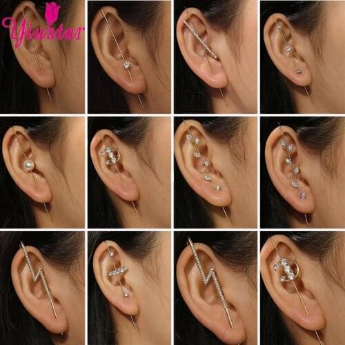 Boho Style Pierced Earrings Unusual Womens Wrap-Around Crawler Hook Earrings Female Brass Geometric Earrings Punk jewelry Gifts