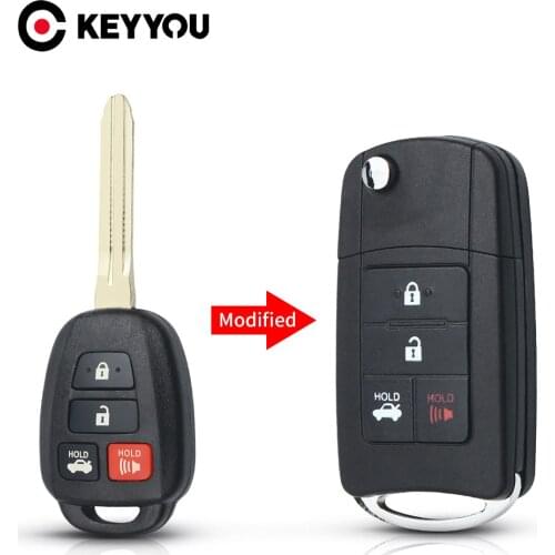 KEYYOU Modified Remote Car Key 4 Buttons Folding Flip Remote Control Key Case Shell For TOYOTA Reiz Corolla Camry RAV