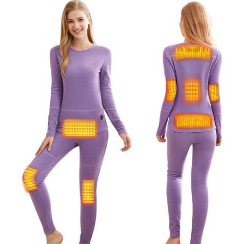 Outdoor Winter Heated Underwear USB Battery Powered Electric Thermal Clothes Long Pant Electric Suit Phone Control Temperature