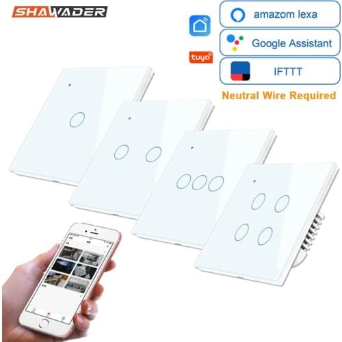 Wifi Smart Light Switch Wall Glass Screen Interruptor Touch Panel Voice Control Wireless work for Alexa Google Home 1/2/3/4-Gang