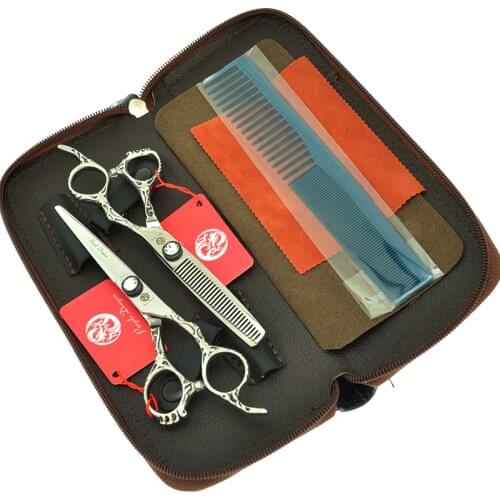 High Quality 6.0" Japan 440c Barber Cutting Scissors Purple Dragon Hair Shears with Maya Handle for Salon Hairdressers A0073B