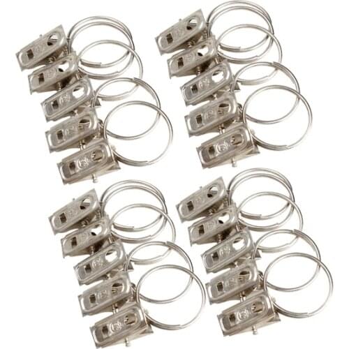 20pcs Curtain Buckle Clips 20pcs/pack Stainless Steel Window Shower Curtain Rod Clips Rings Drapery Clips