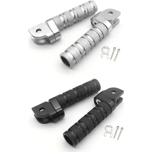 2 Pcs Motorcycle Front Foot Pegs Adjustable Footrest for Honda CBR1000RR 600RR CBR500R CBR600F RVF750R(Silver & Black)