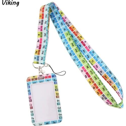 20pcs/lot G1430 Periodic Table Lanyard Credit Card ID Holder Bag Student Travel Bank Bus Business Card Cover Badge