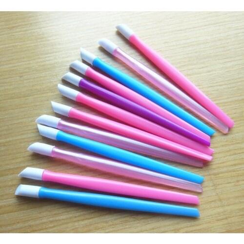 2016New ! 12pcs/lot Cuticle Pusher Mix Color With Soft Rubber Head High Quality Nail Tools