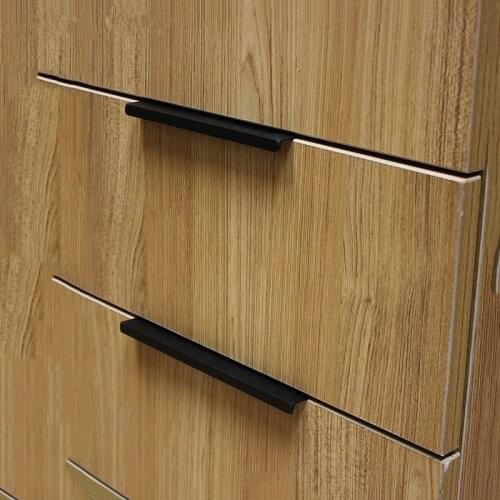 3.8"Modern simple cabinet door edge handle wardrobe drawer pull black hidden furniture handle Hardware kitchen cabinet knob 96mm
