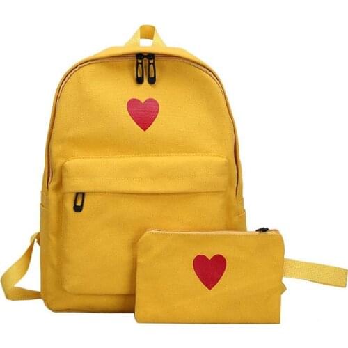 3SETS / LOT Girls Backpack 2 Pieces Set Canvas Student Bookbag Fashion Large Capacity Minimalist Backpack Women Travel Bag