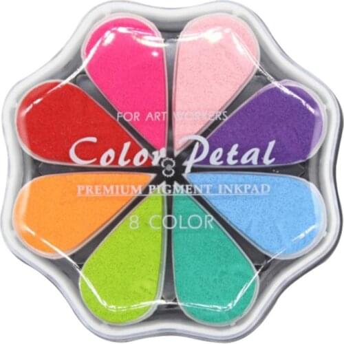 8 Color DIY Creative Water Drop Ink Pad Craft Rainbow Finger Ink Pads Rubber Stamps DIY Scrapbooking Pad Book Decoration