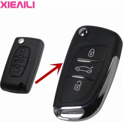 XIEAILI 10Pcs CE0536 3Button Modified Flip Key Case Shell For For Peugeot 307/308/408 For Citroen C4/C5 HU83 Key Fob Case S142