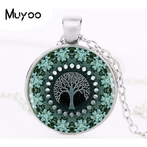 Cicada Tree Flower Botanical Mandala Logo Pendant Necklace Mandala Flower Picture Vintage Necklace Women Jewelry HZ1