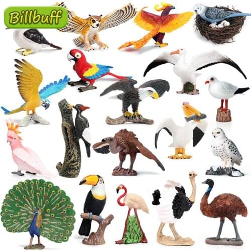Hot Simulation Animals Eagle Owl Flamingo Parrot Peacock Figurine Plastic Model Action Figures Educational toy for children Gift