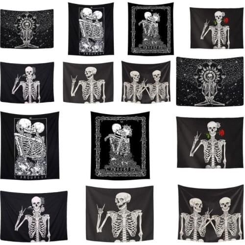 Mandala Skull Printed Tapestry Wall Hanging Blanket Yoga Mat Bedroom Decor Bohemian Beach Towel Tablecloth Halloween Tapestry