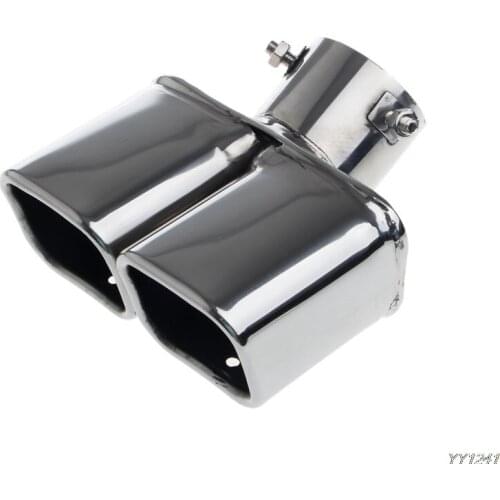 Hot Universal Stainless Steel Car Rear Round Exhaust Dual Pipe Tail Throat Muffler-W212