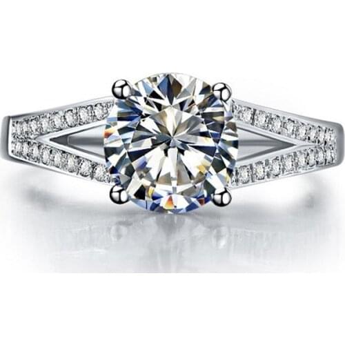 Treacly Love 2Ct 8.0mm G-H Round Cut Moissanite Diamond Ring Test Positive Certified 925 Sterling Silver Engagement Ring