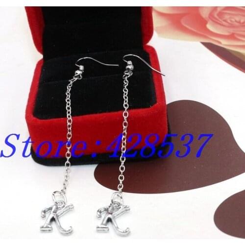 Fashion Handmade DIY Greek Symbol Sorority Kapa Greek Metal Letter K Charm Long Chain Lady Jewelry Dangle Drop Earrings
