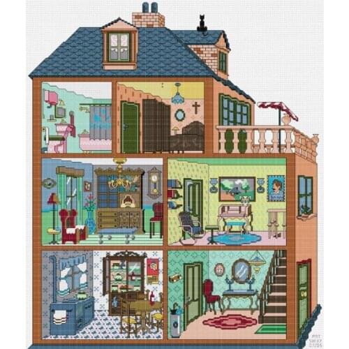 50*55CM House Counted Cross Stitch 14CT Cross Stitch Sets Wholesale cartoon Cross-stitch Kits Embroidery Needlework
