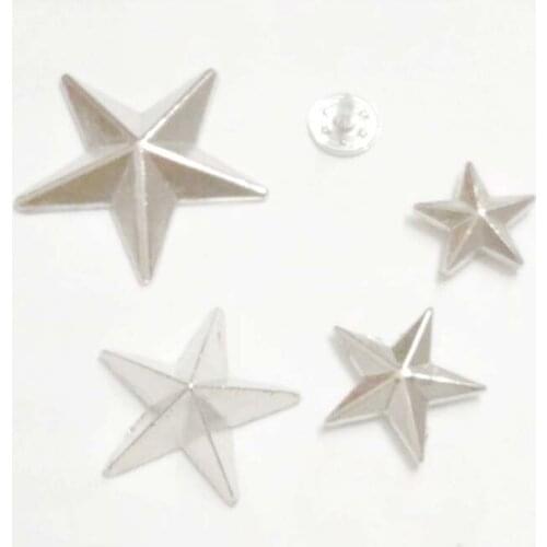 DIY 100sets/lot zinc alloy metal rivets star jeans button rivets with alum nail 29/22/18/15mm silver nickle free shipping