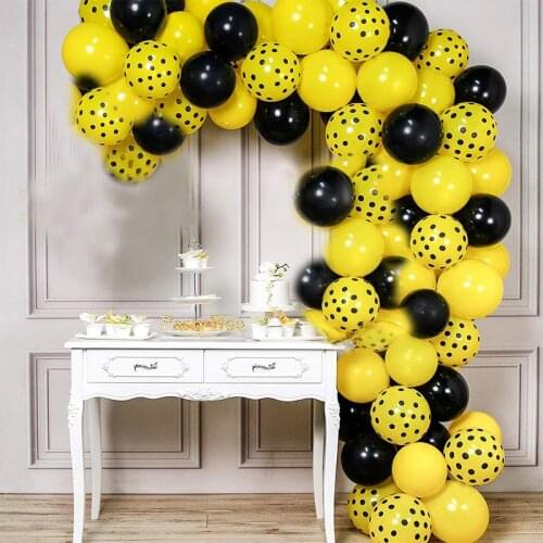 Insect Bumblebee Balloons Set Yellow Black Polka Dot Balloons Bee Themed Party Decor Baby Shower Honey Birthday Party Supplies