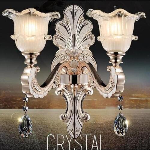 Home Indoor Glass flower shade wall lights hallway champagne gold wall lamps E14 LED Dining Room mirror light Bed Verlichting