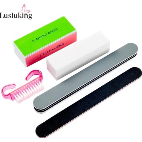 5/12pcs Nail Art Files Dust Brush Cleaning Buffer Sponge Block Buffing Grit Sand UV Gel Polish Acrylic Manicure Pedicure Tools