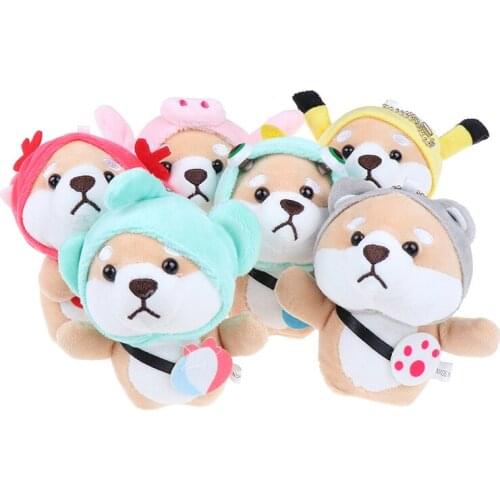 12cm Shiba Inu Dog Plush Toy Stuffed Soft Animal Corgi Chai Keychain Toy Color Random