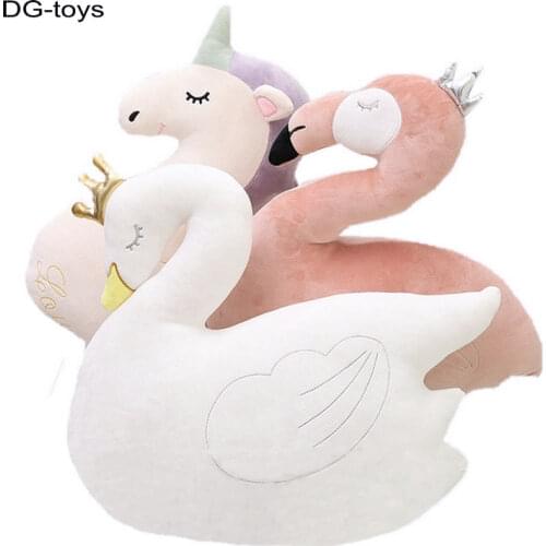 Pink Flamingo Pillow Stuffed Snow White Swan Fantastic Dream Unicorn Shape Toy Cushion Princess Room Decor Girly Chair Pillow