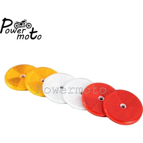 1 Pair Motorcycle Yellow Red White 6CM Round Reflector Safety Warning Sticker Stick On Reflective Plate Universal For ATV Bikes