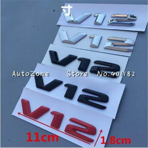 Promotion 100pcs MIX New Car Styling Good Quality 3D V12 Silver Black Red Side Decal Auto Badge Emblem Sticker logo stickers