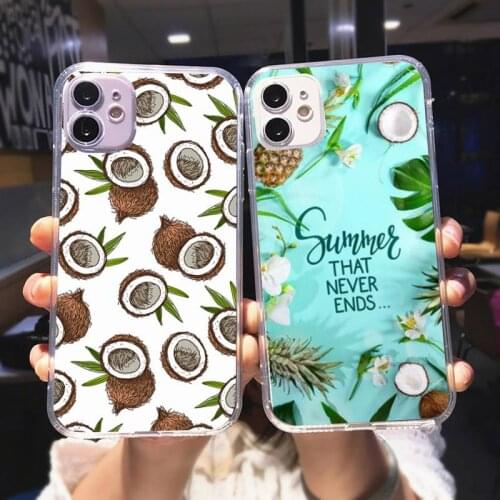 Zororong Fruit Coconut on the beach Transparent Phone Case For iPhone 12 Mini 11 Pro XS Max X XR 7 8 Plus