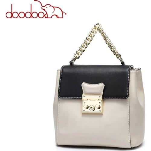 DOODOO Brand Fashion Backpack Mochila Feminina Women Bag Pu Leather Backpacks Chain Lock Design Bags 2019 Newest Back Pack