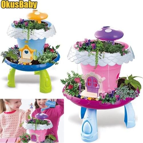 DIY Assembled Garden Lights Toy Children Flower Cottage House Kids Educational Real Plants Decoration Toys Pot culture Gilr Toy